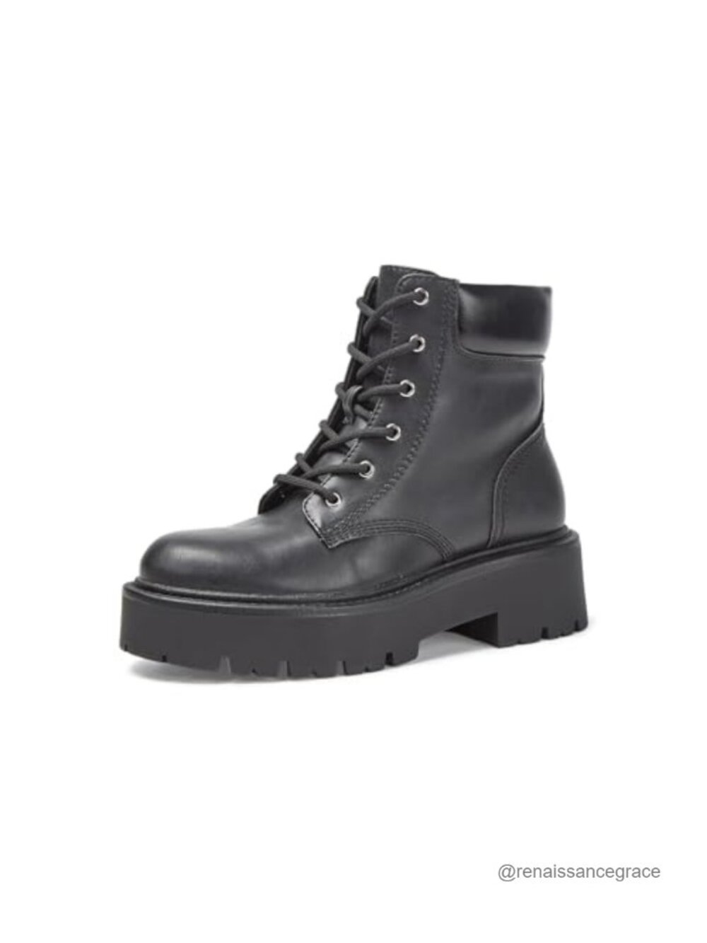 Lace-Up Combat Boots Water-Resistant Platform Lug Sole Ankle Booties